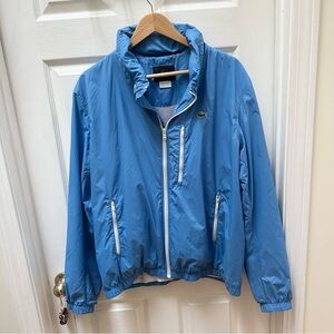 Lacoste Blue Windbreaker Rain Jacket collared coat hood 54 vintage